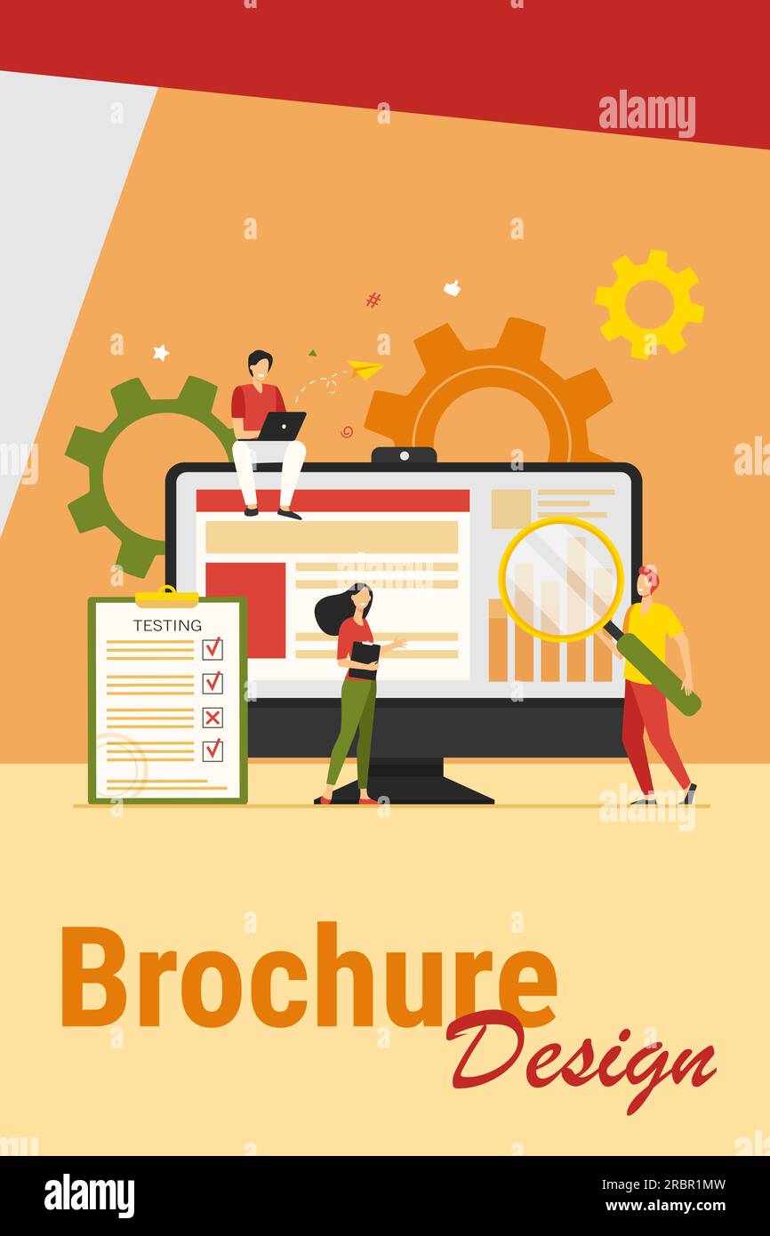 Tiny people testing quality assurance in software Stock Vector