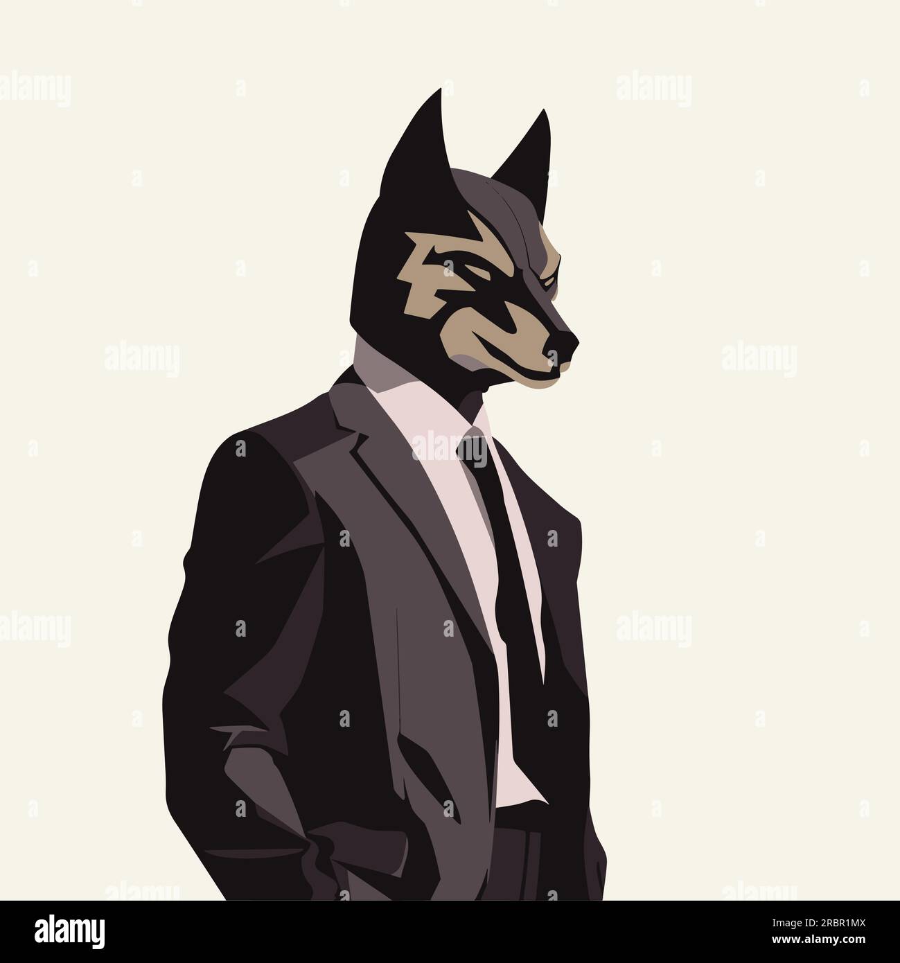 Man In Suit With Wolf Head Vector Flat Isolated Stock Vector Image