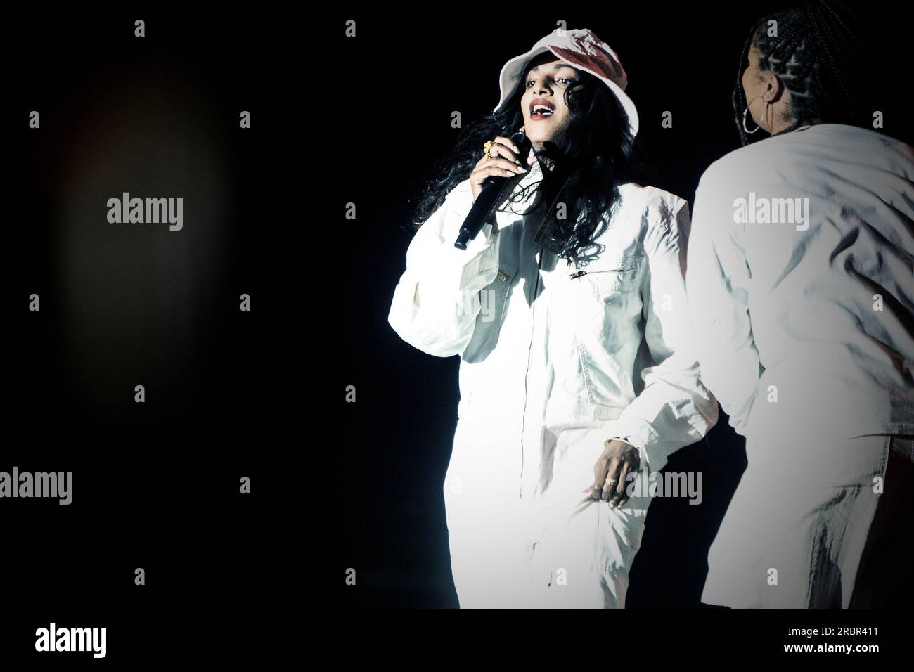 Madrid, Spain. 08th July, 2023. Mathangi 'Maya' Arulpragasam better known as M.I.A. performs at MadCool in Madrid. Credit: SOPA Images Limited/Alamy Live News Stock Photo