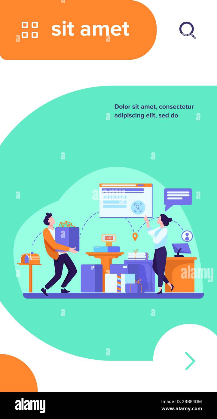 People working at post office flat vector illustration Stock Vector