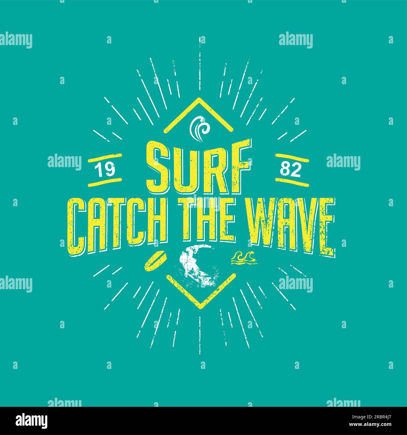 surf retro typographic t-shirt design print vector illustration label ...