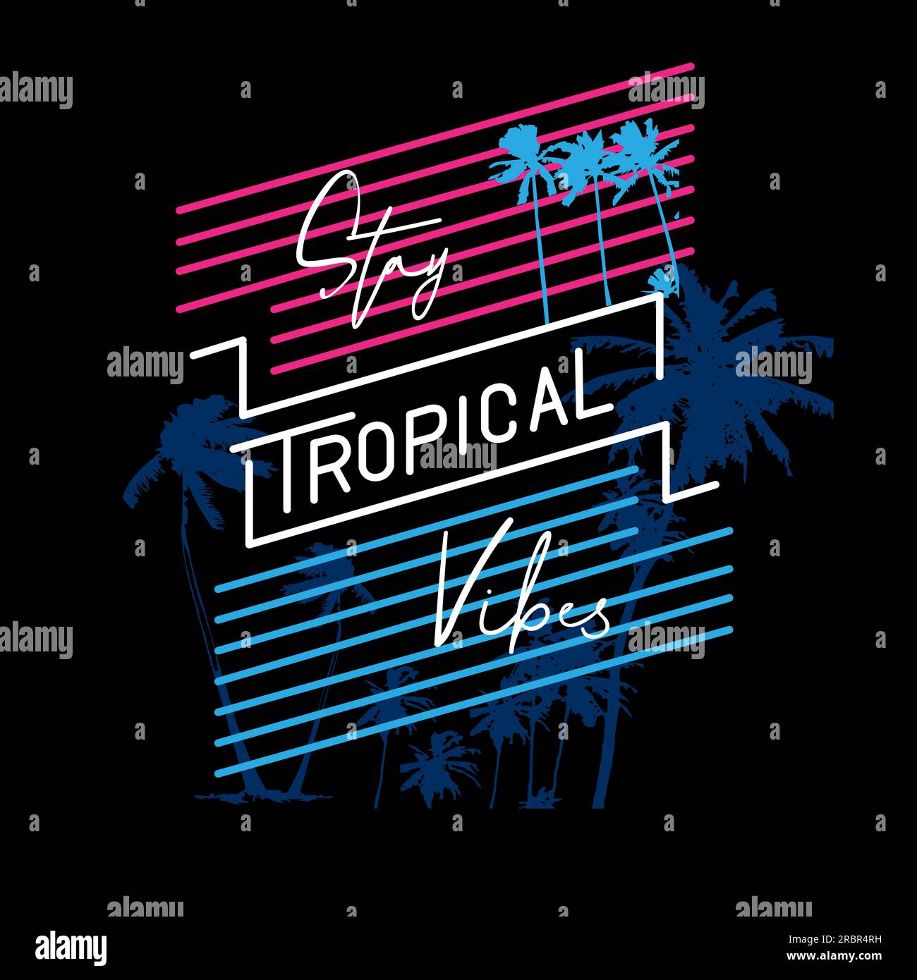 Tropical Vibes Palm tree background silhouettes, typography, print