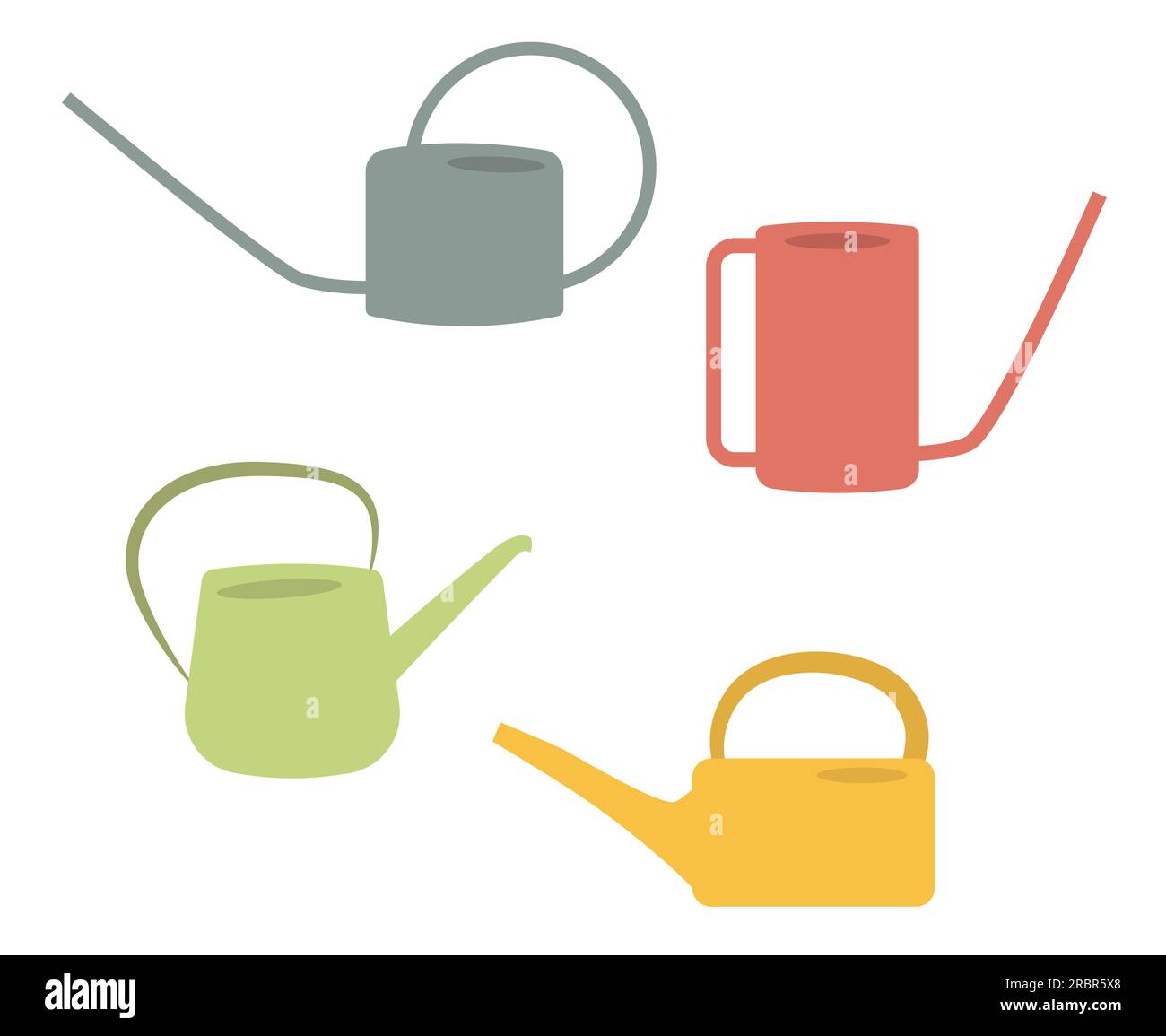 Set of colorful garden watering cans. Vector illustration Stock Vector
