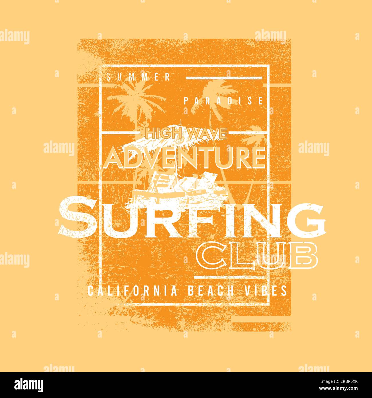 Surfing Club California typography grunge poster  t-shirt design print vector illustration Stock Vector