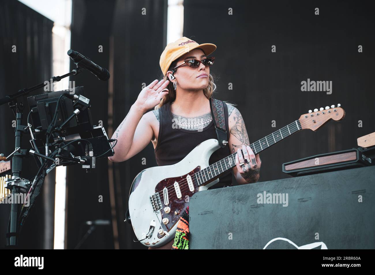 MADRID, MAD COOL FESTIVAL 2023, SPAIN:  The Australian singer, songwriter, multi-instrumentalist, music producer and audio engineer Tash Sultana (real name Natasha Sultana) performing live on stage at the Mad Cool Festival 2023. Stock Photo