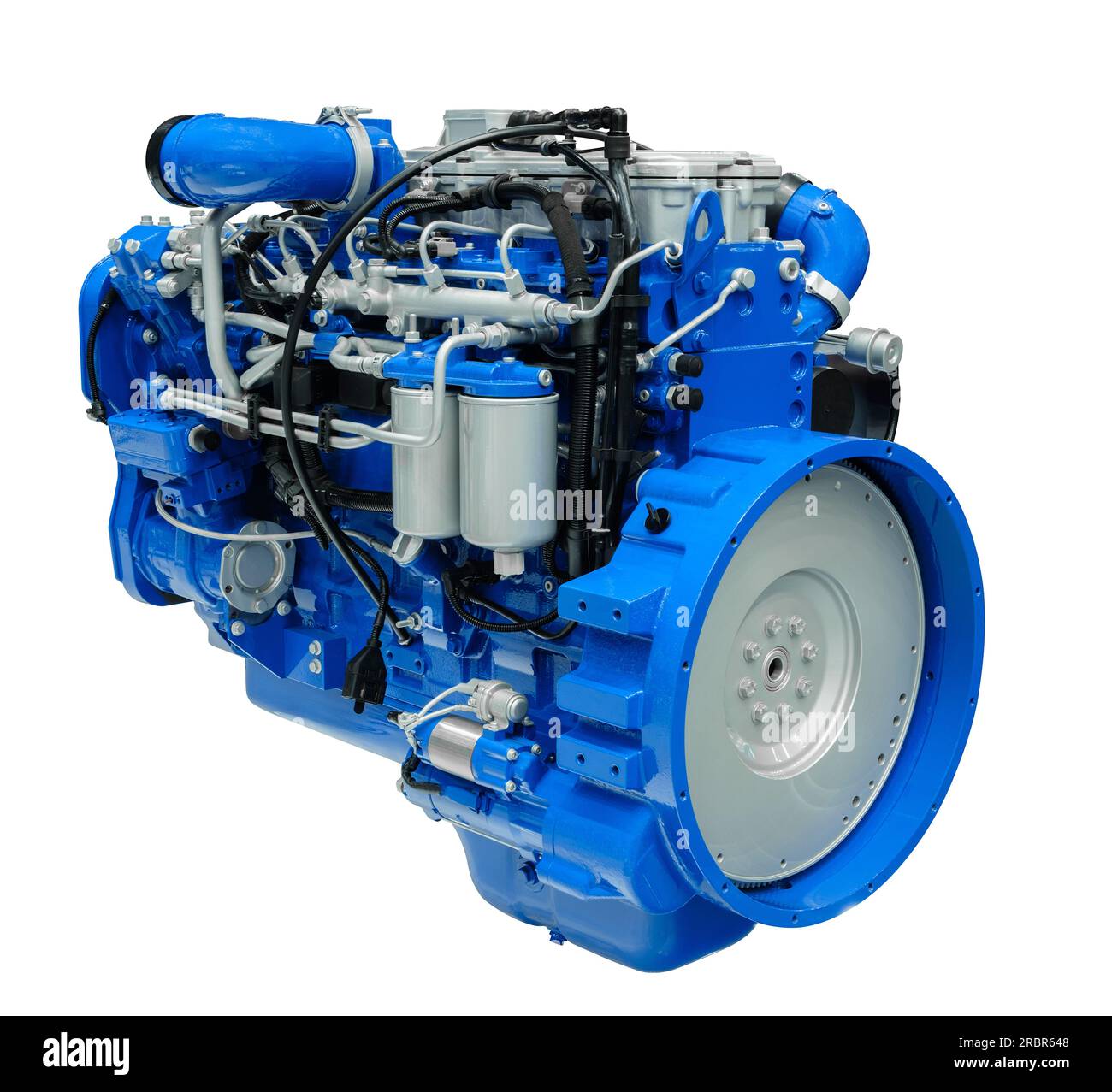 Modern heavy duty truck diesel engine isolated on white background