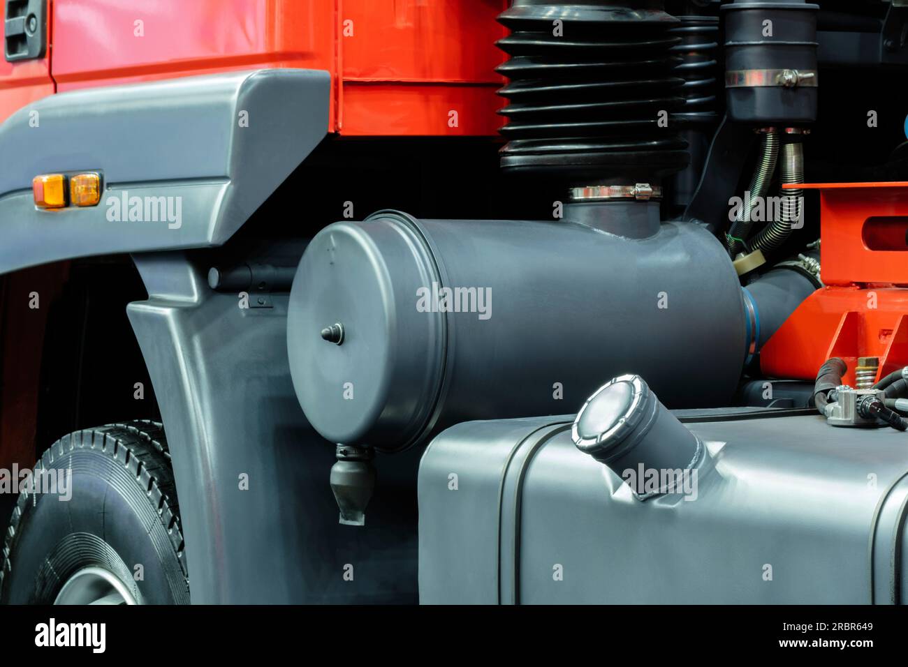 one large gray iron gasoline tank on a truck, Fuel tank, large fuel