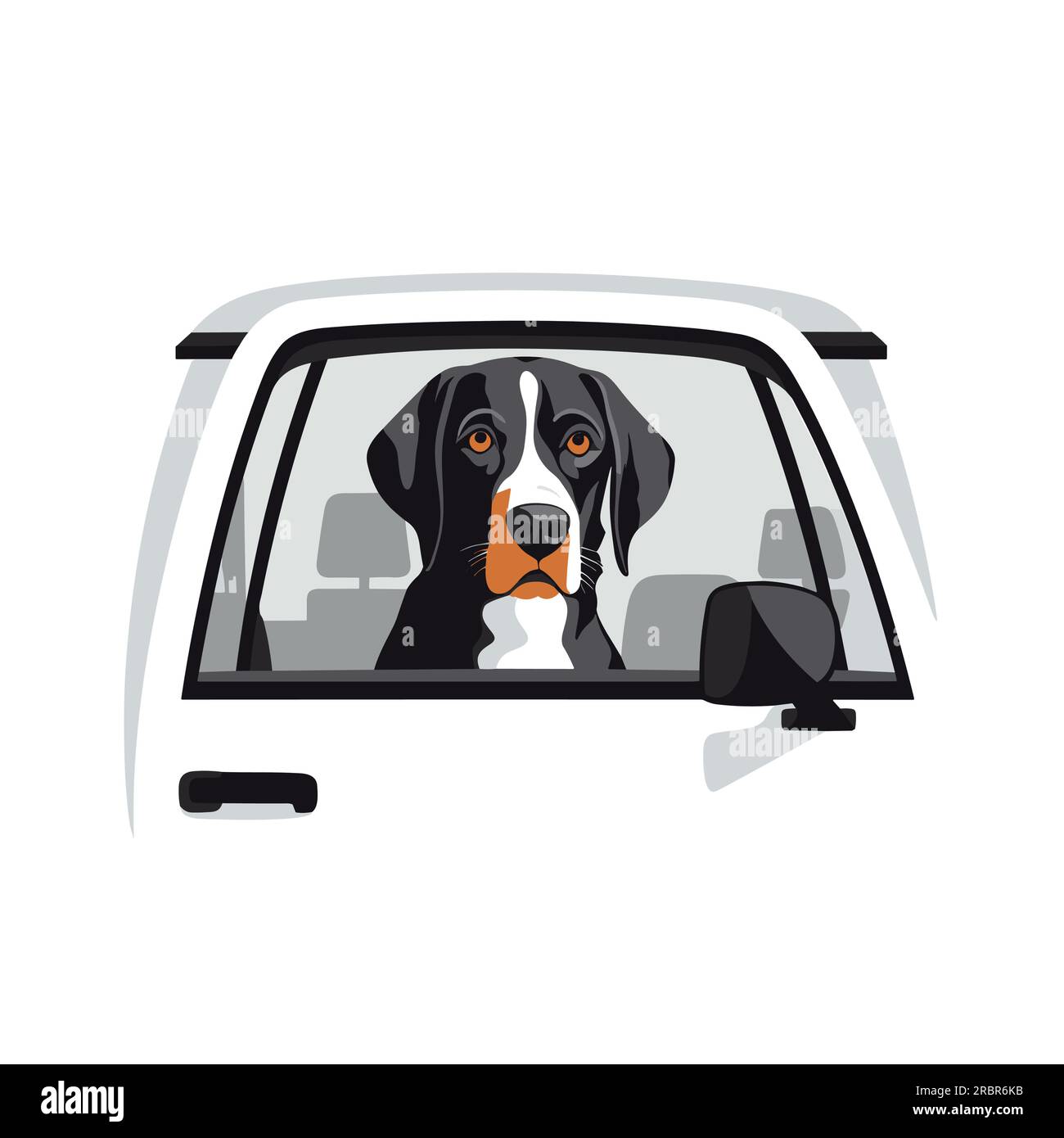 dog in car window vector flat minimalistic isolated Stock Vector Image