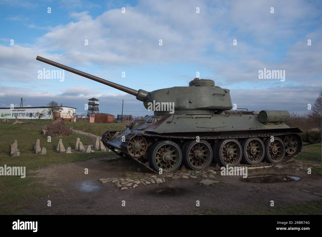 The T-34 was a Soviet medium tank and main battle tank in World War II with production numbers more than any other tank of its time. Stock Photo