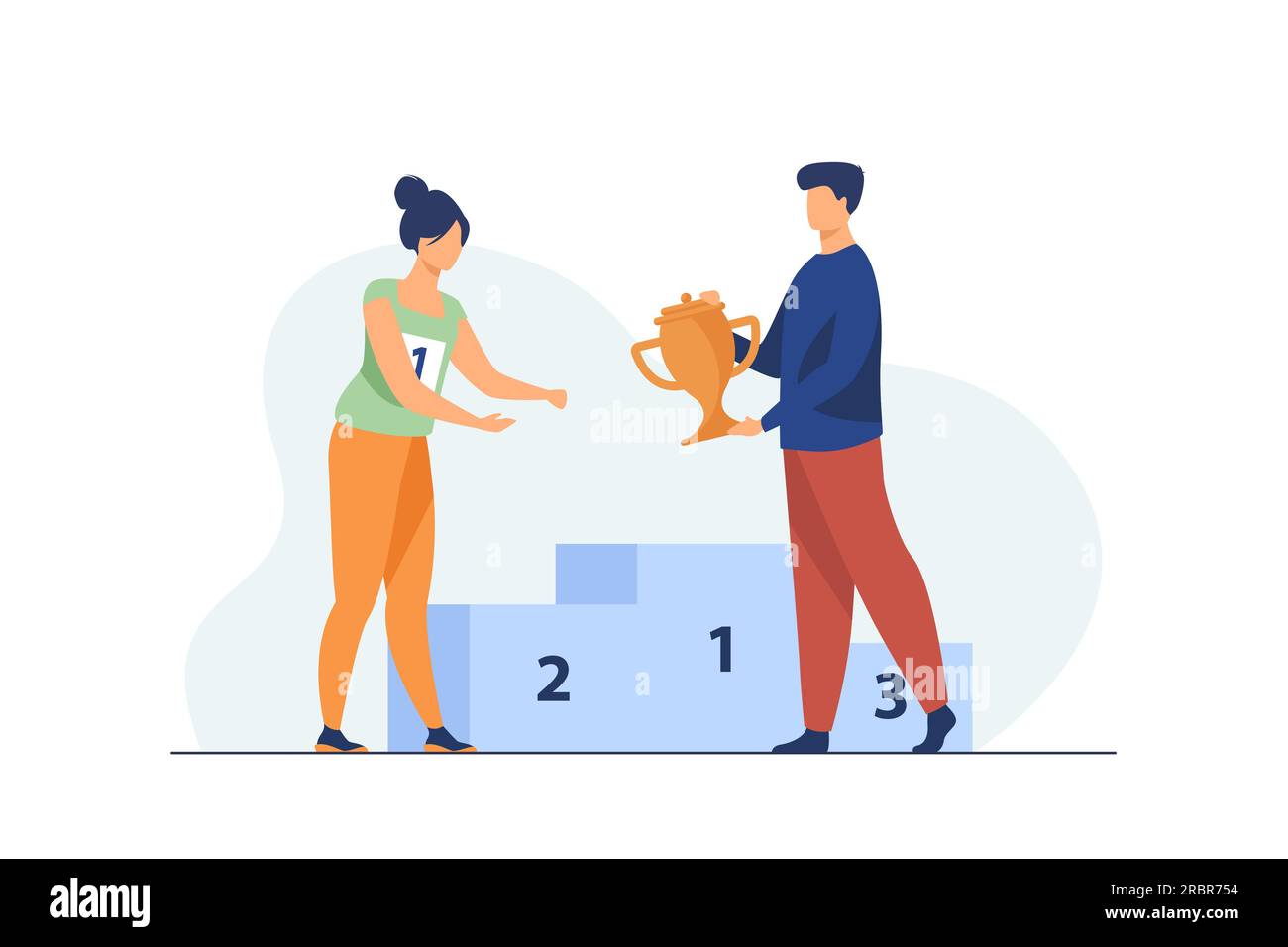 Female winner getting first prize Stock Vector
