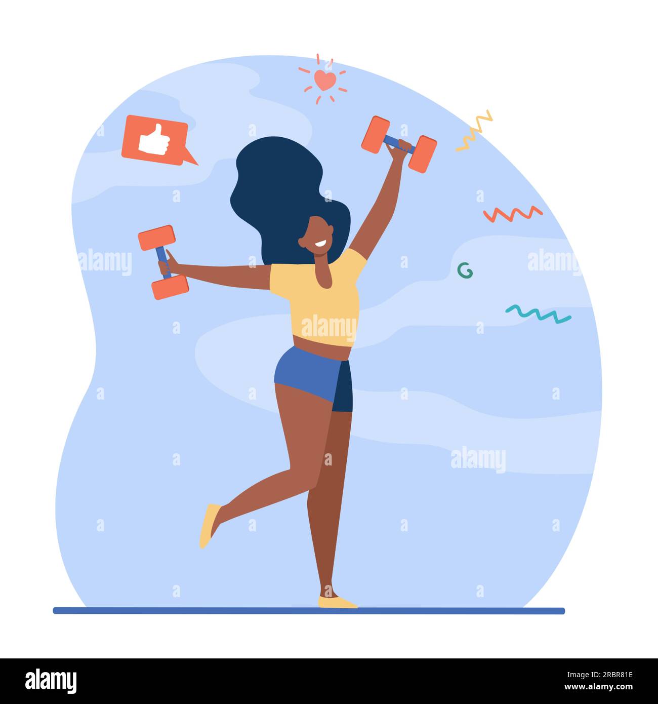 Happy dark skinned girl doing exercises Stock Vector Image & Art - Alamy
