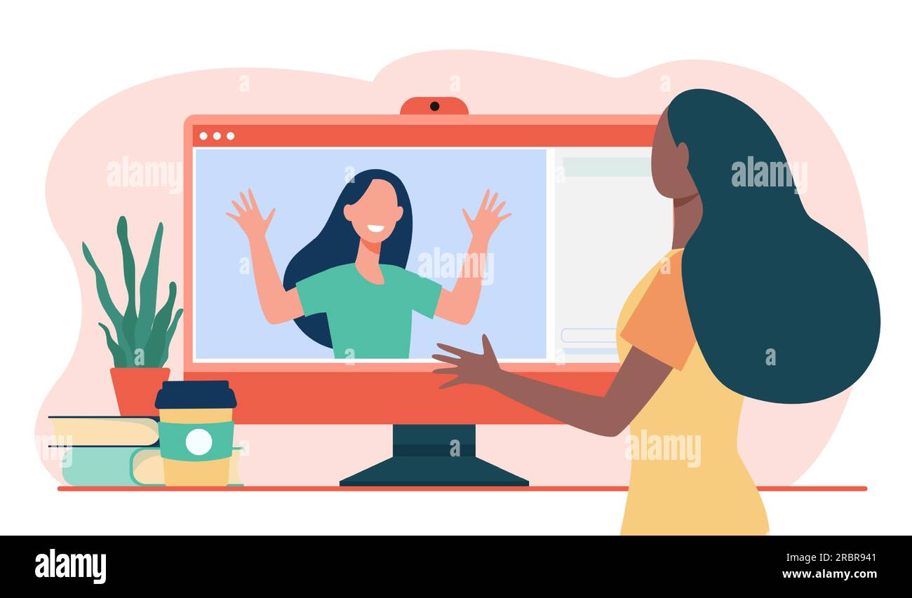 Computer Video Chatting Videochat conference Stock Vector Images - Alamy