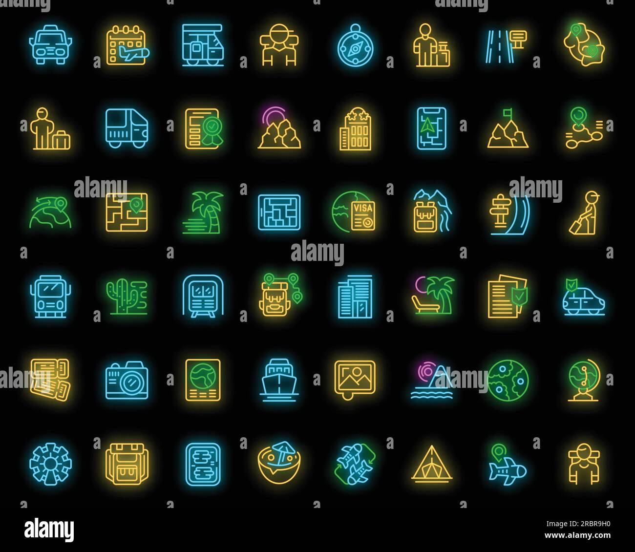 Traveler icons set outline vector. Travel hotel. Resort trip neon color ...