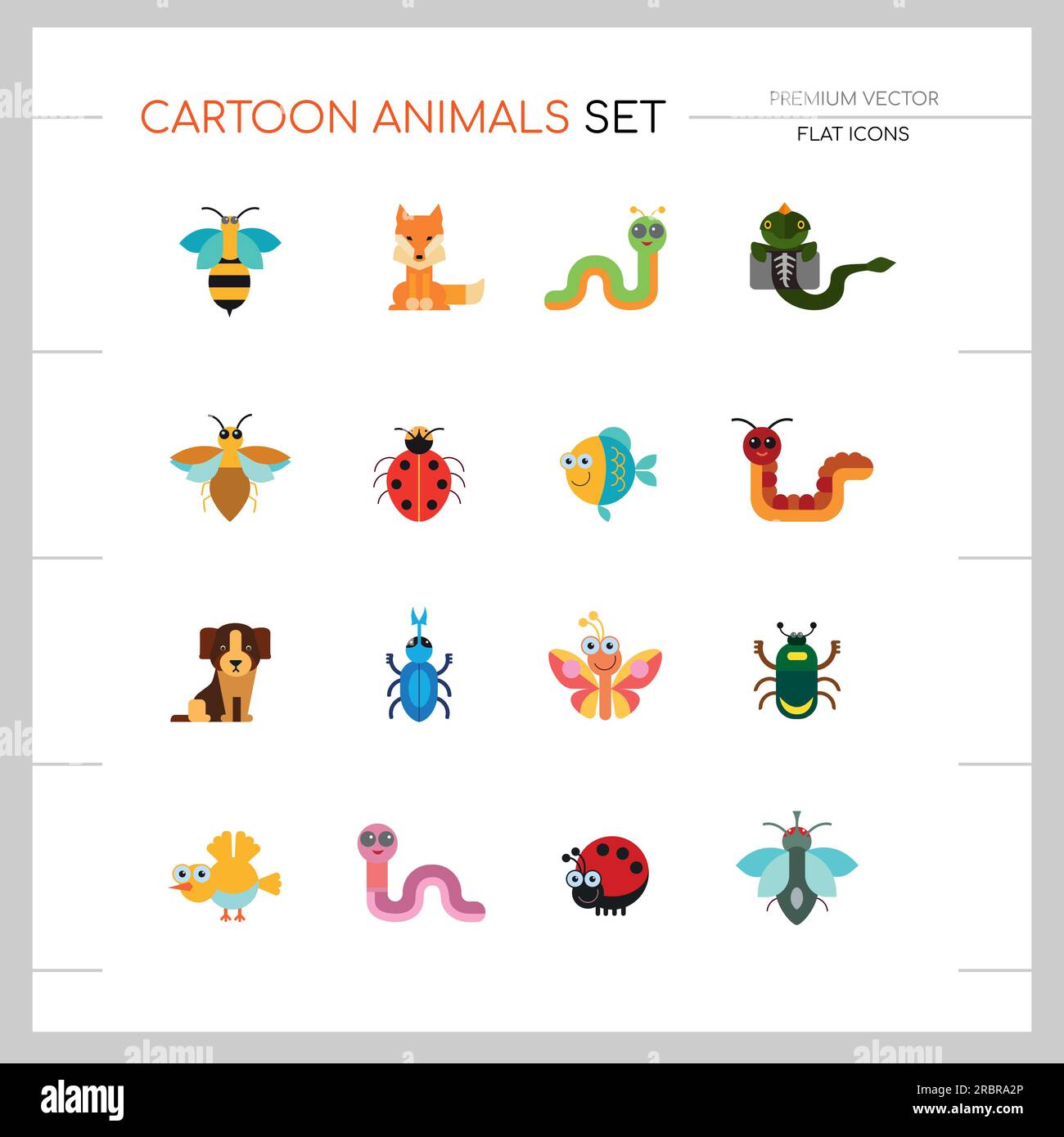 Cartoon animals icons set Stock Vector Image & Art - Alamy