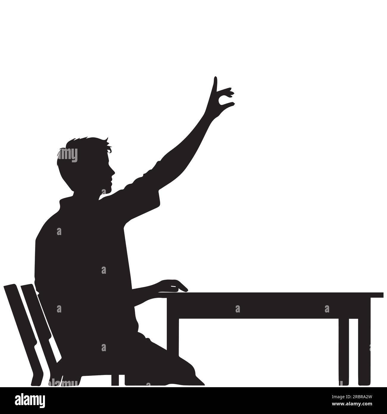 A student Rising hand silhouette vector illustration Stock Vector