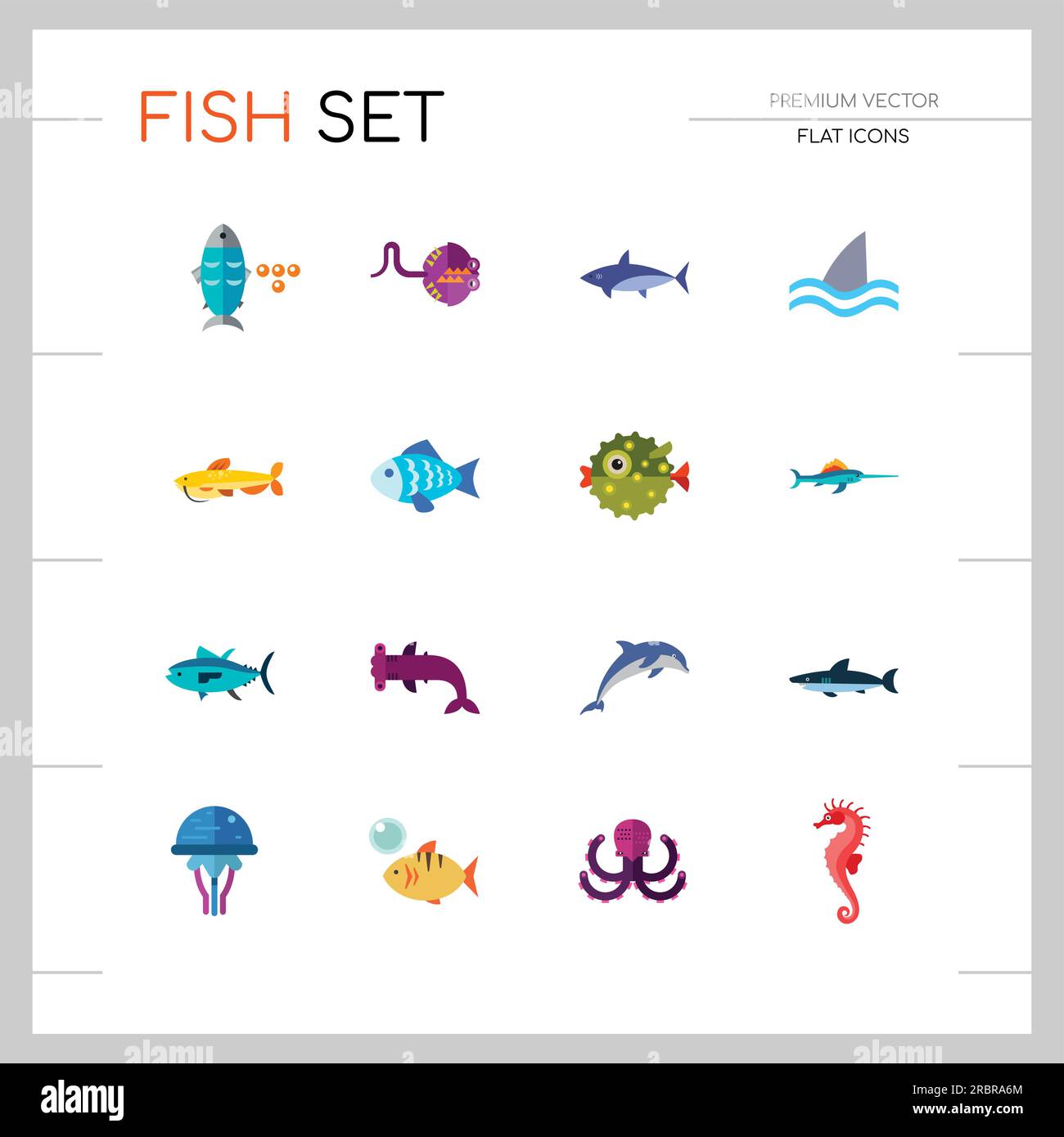 Fish Icons Set Stock Vector Image & Art - Alamy