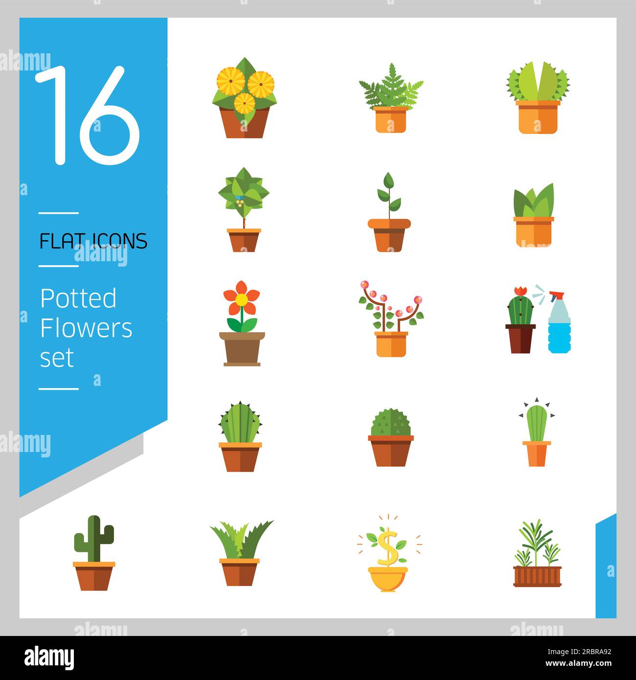 Potted Flowers Icon Set Stock Vector Image & Art - Alamy