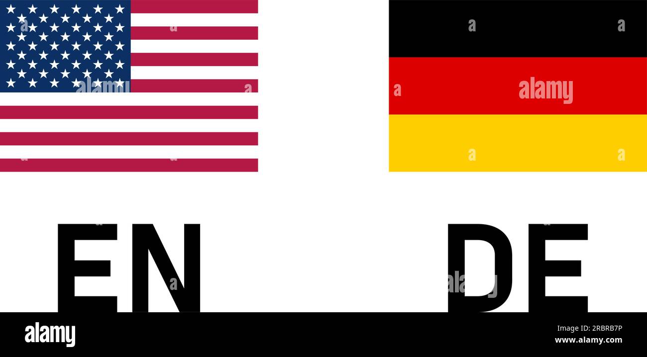 Flag Icon Pair including USA and Germany Flags for English and German
