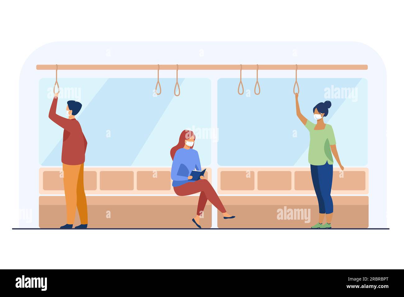 People in facial masks using public transport Stock Vector Image & Art