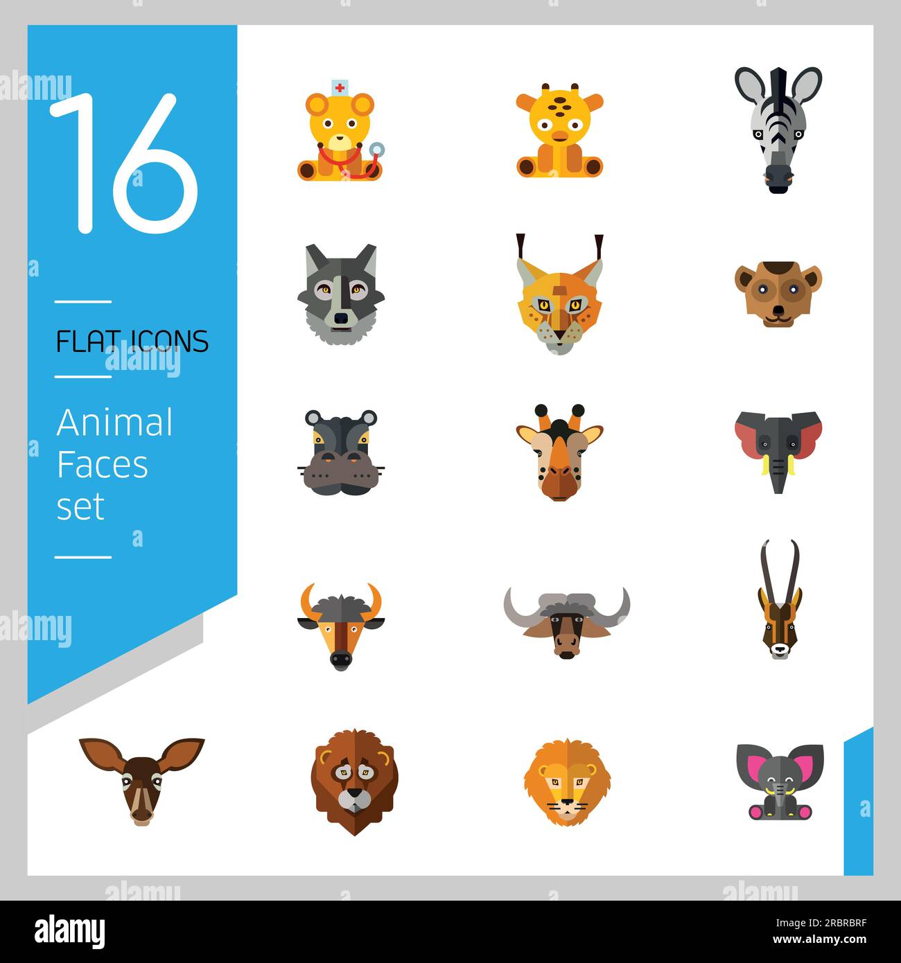 Animal Faces Icon Set Stock Vector Image & Art - Alamy