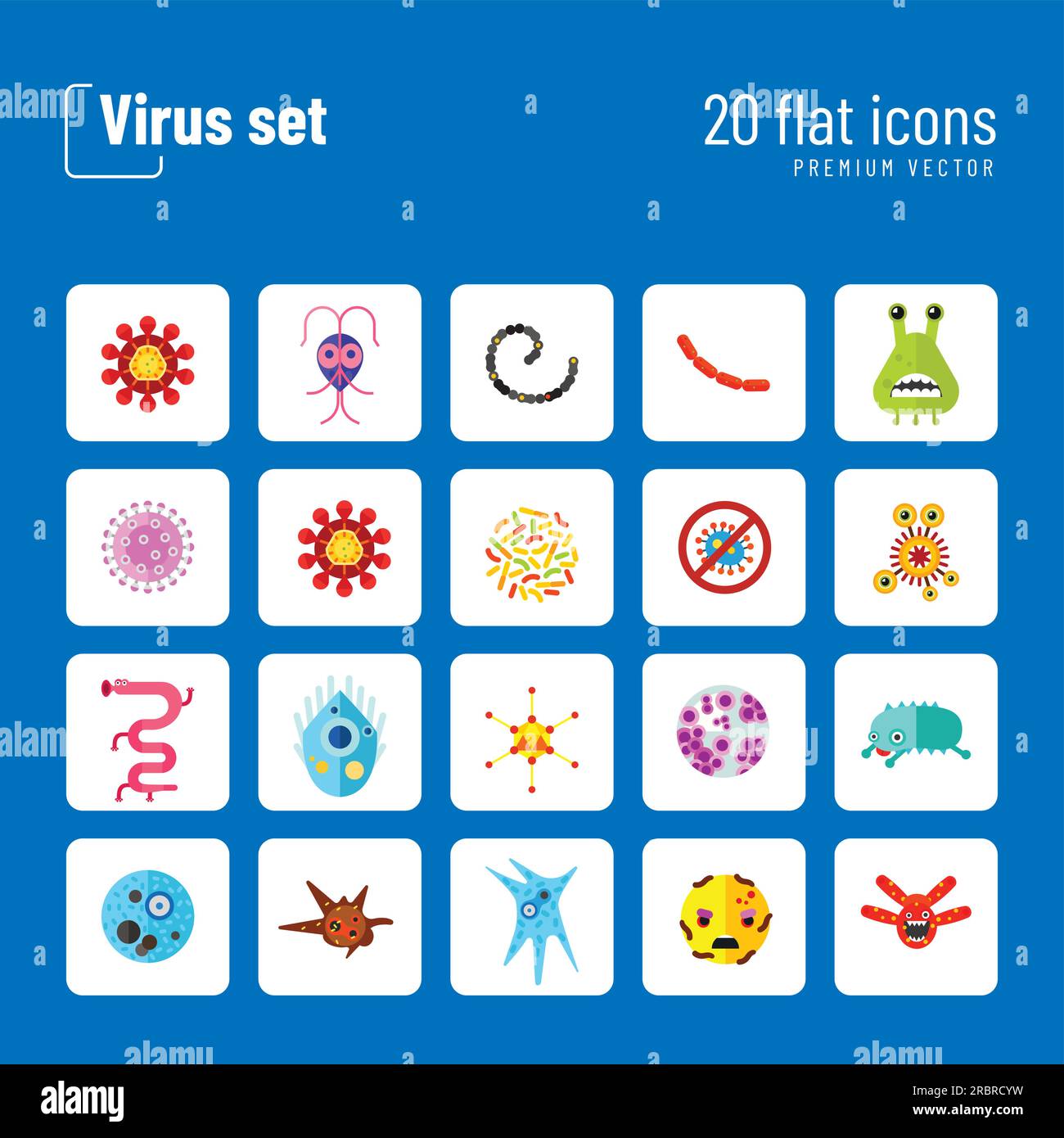 Virus Icons Set Stock Vector