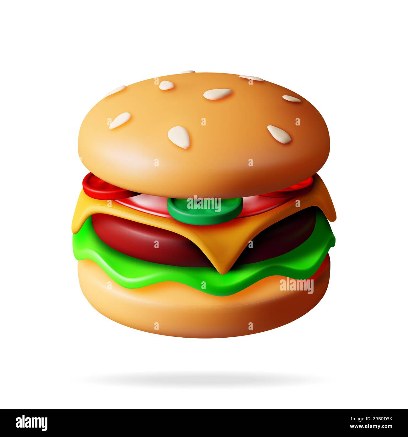 3D Tasty Burger Isolated on White. Stock Vector