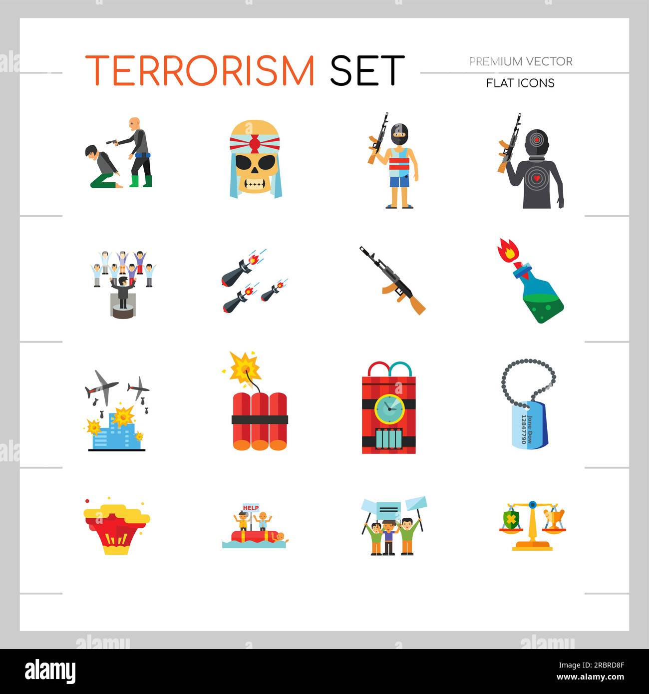 Terrorism Icon Set Stock Vector