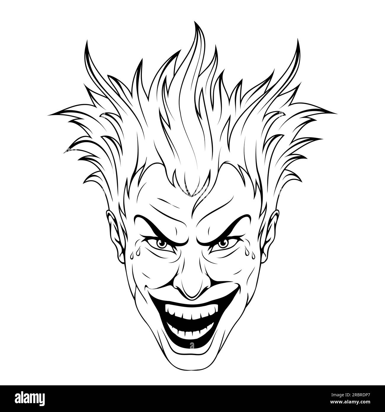Joker. Vector illustration of a sketch funny scary smile . ?razy clown mask. Angry face clown Stock Vector