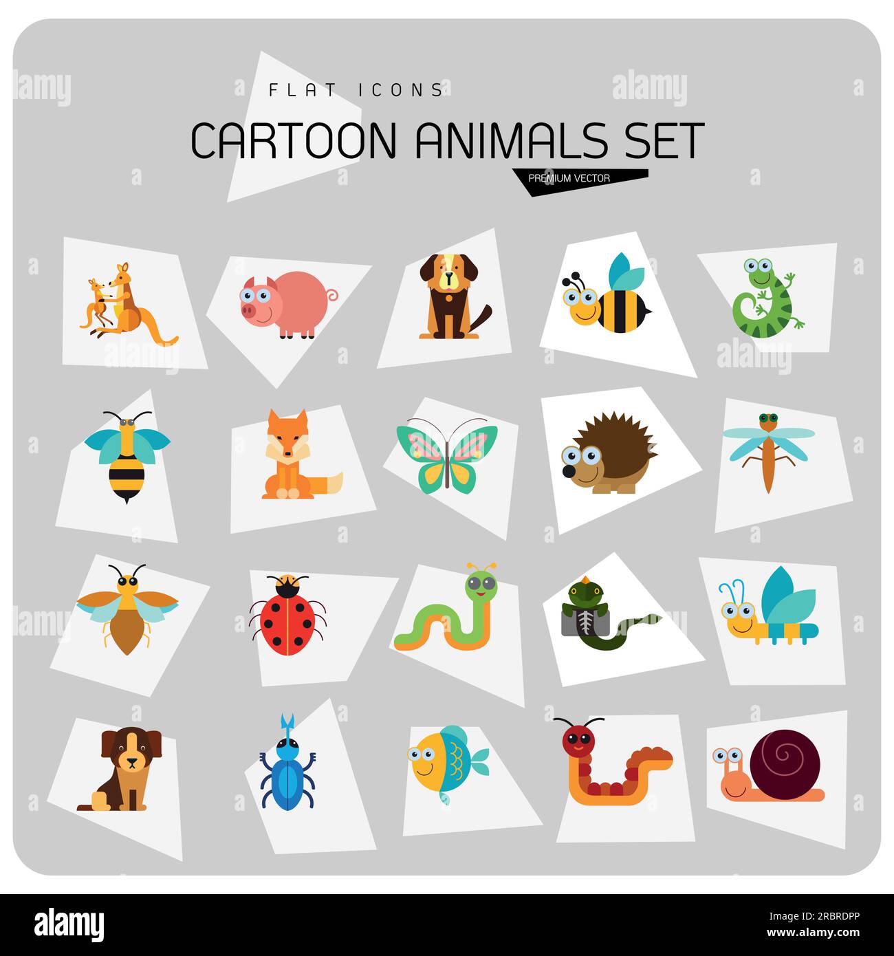 Cartoon animals icons set Stock Vector Image & Art - Alamy