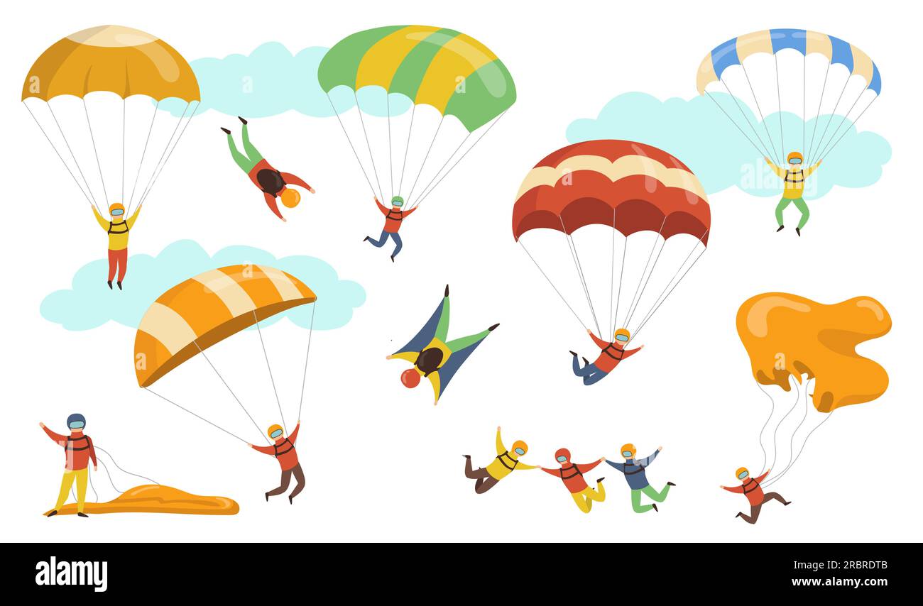 Parachutists vector illustrations set Stock Vector Image & Art - Alamy