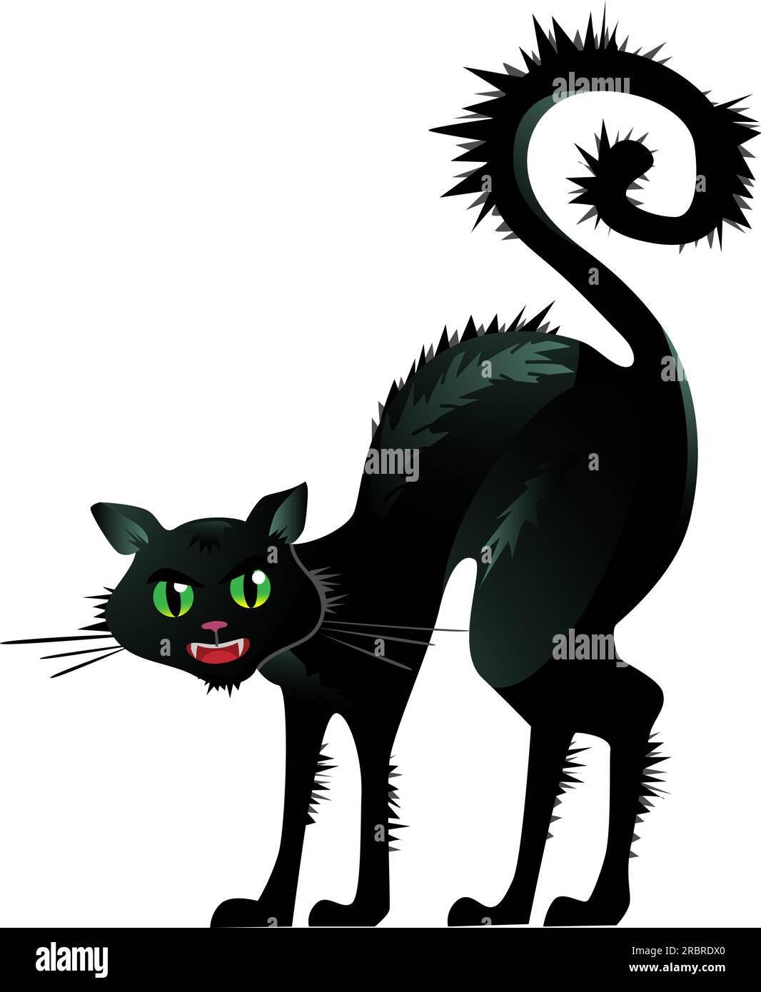 Angry black cat thin line icon, halloween concept, hissing cat sign on  white background, scared cat with arched back icon in outline style for  mobile concept and web design. Vector graphics.
