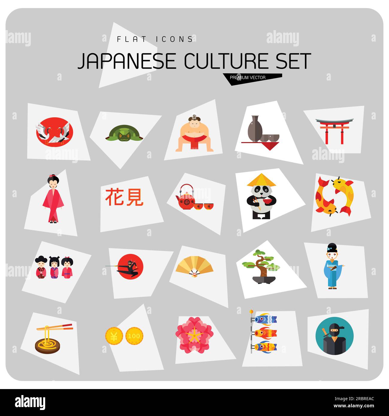 Japanese Culture Icon Set Stock Vector