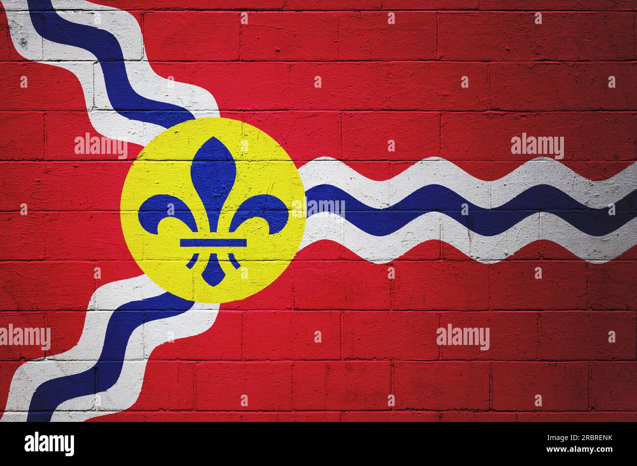 Flag of St. Louis painted on a cinder block wall Stock Photo Alamy