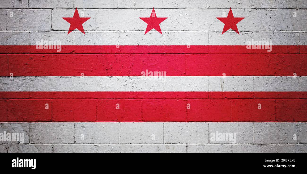 Flag of Washington DC painted on a cinder block wall Stock Photo - Alamy