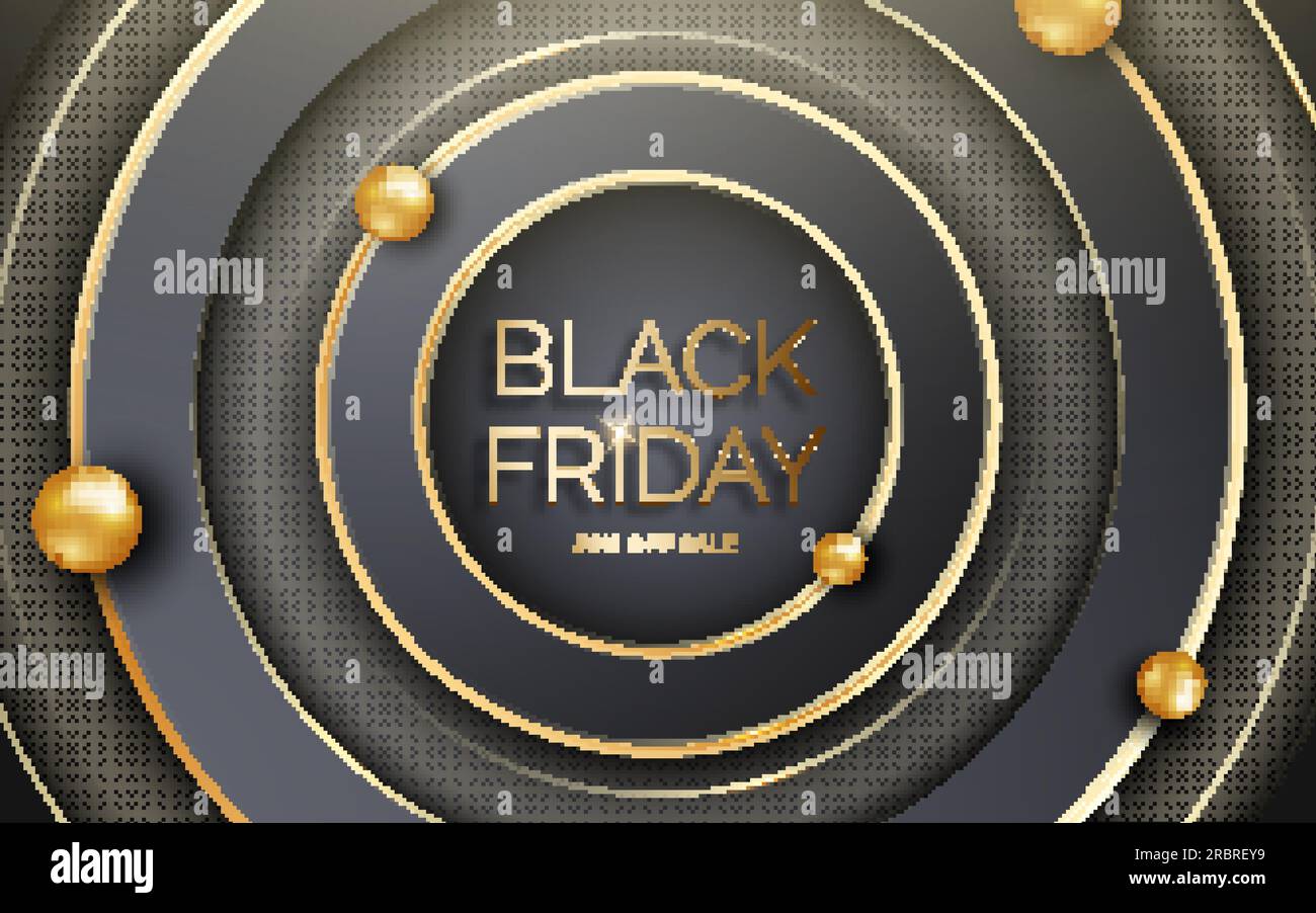 Black square frame with red glitter brushstroke. Black friday sale