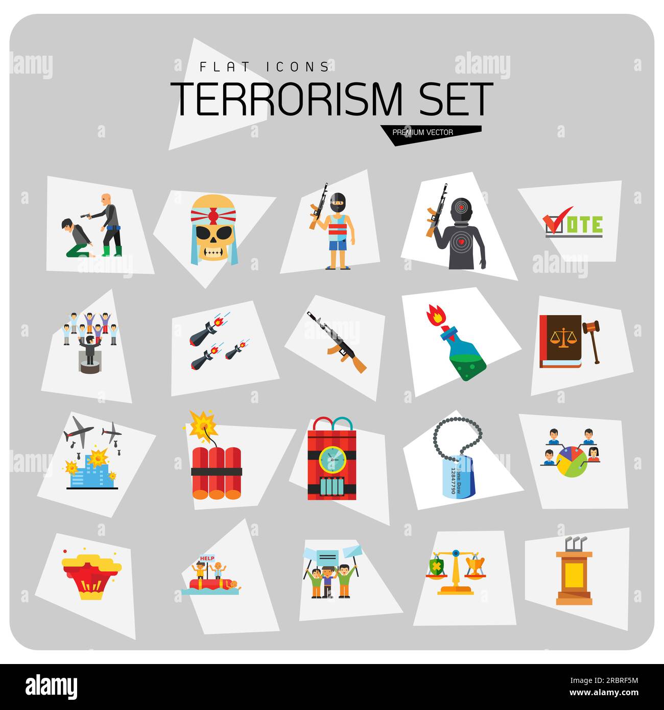 Terrorism Icon Set Stock Vector