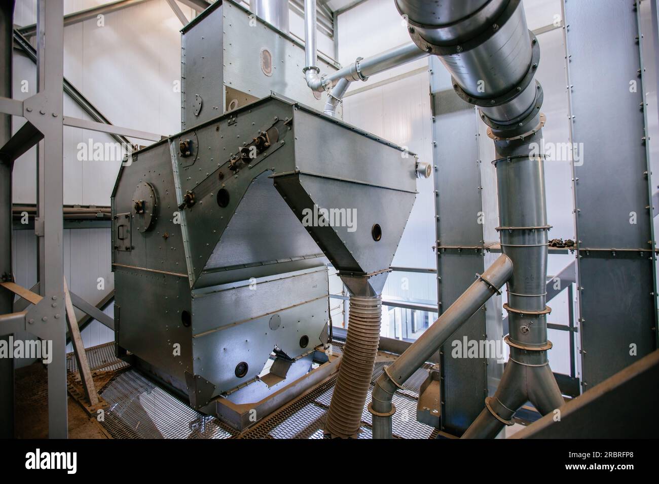 Industrial grain drying machine. Pipeline and separator Stock Photo Alamy