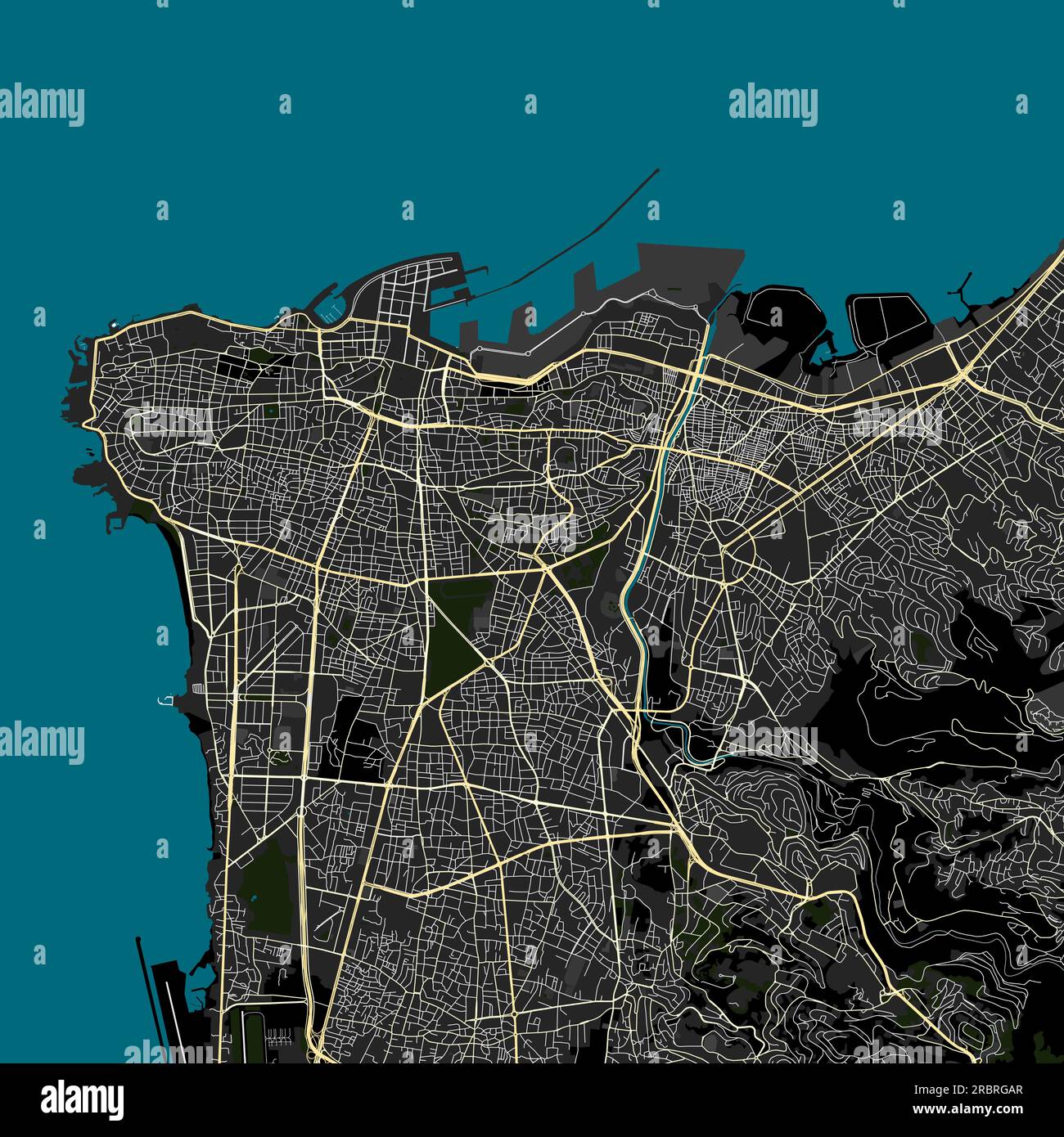 Vector Map of Beirut Lebanon data from Openstreetmap Stock Vector