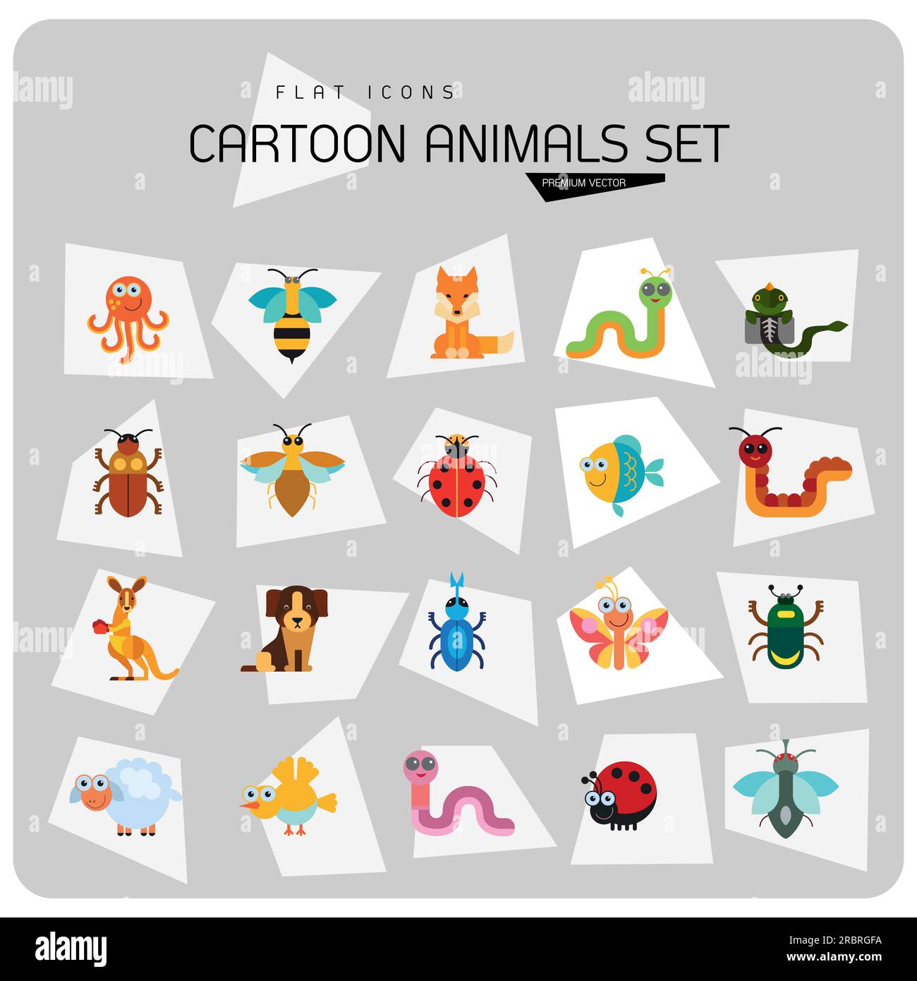 Cartoon animals icons set Stock Vector Image & Art - Alamy