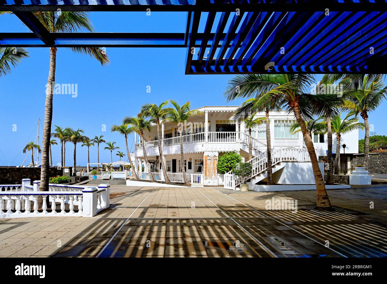 Lanzarote Canary Islands Puerto Calero main shopping and bar area and