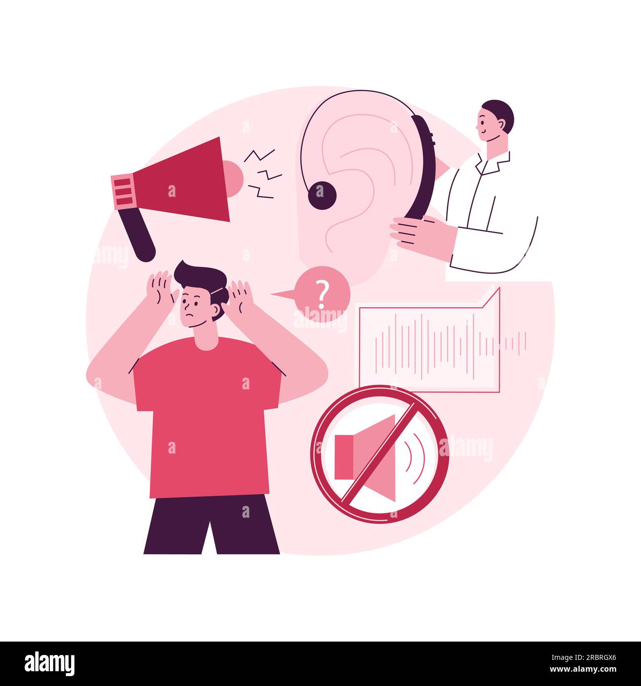 Deafness and hearing loss abstract concept vector illustration