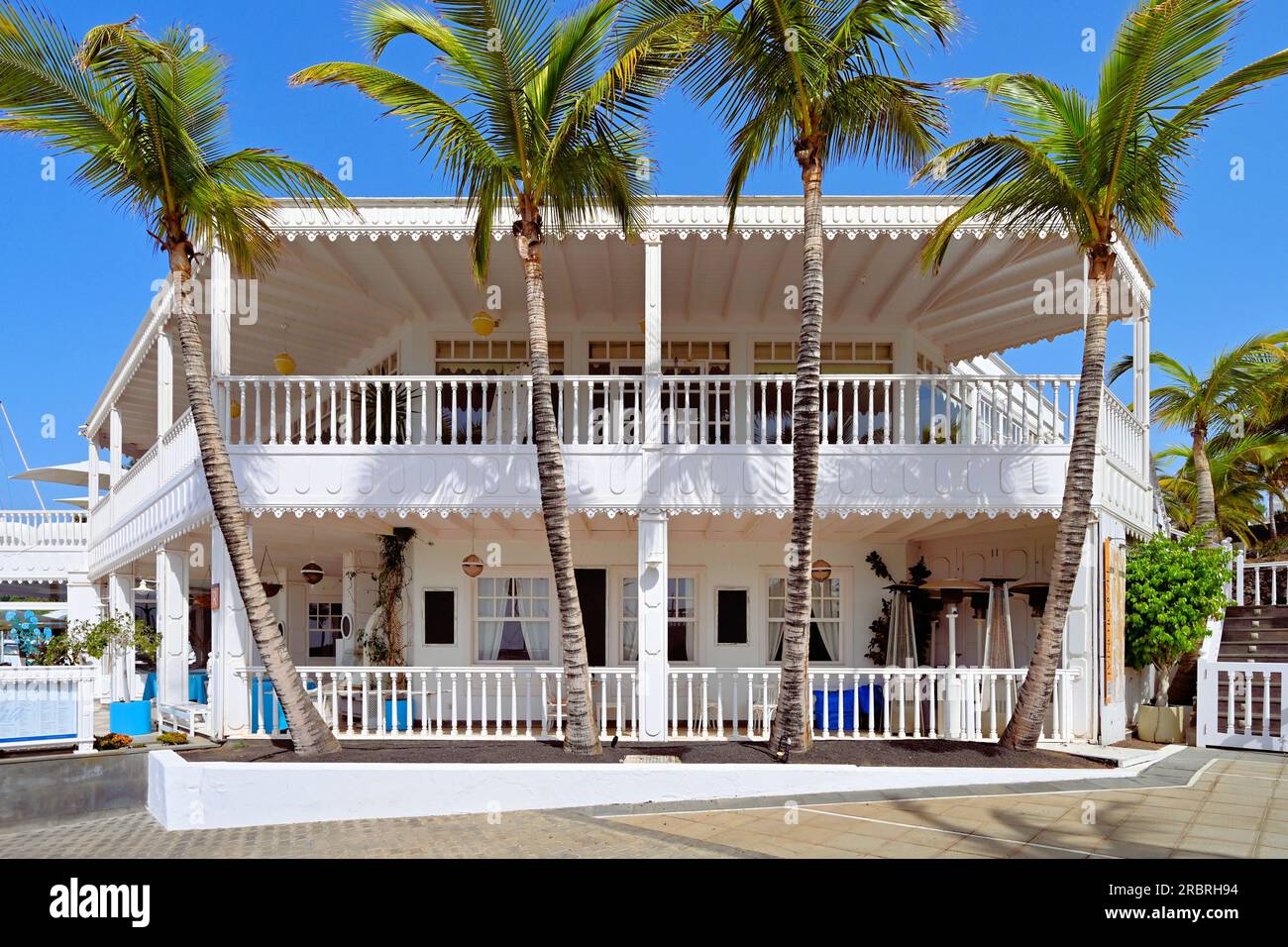 Lanzarote Canary Islands Puerto Calero main shopping and bar area and