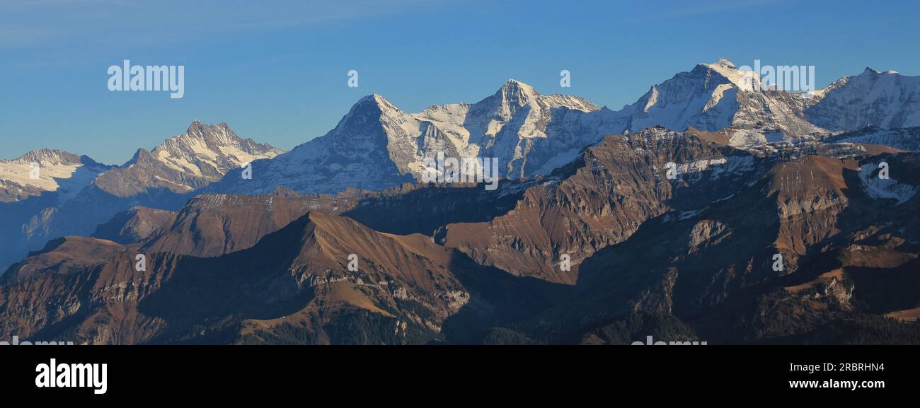 Famous mountain range Eiger, Monch and Jungfrau Stock Photo - Alamy
