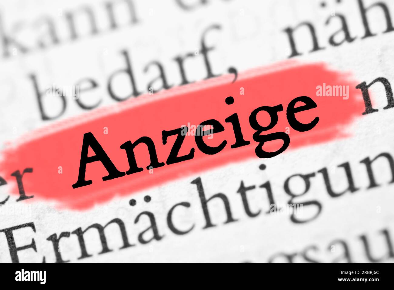 Anzeige is the german word for complaint Stock Photo