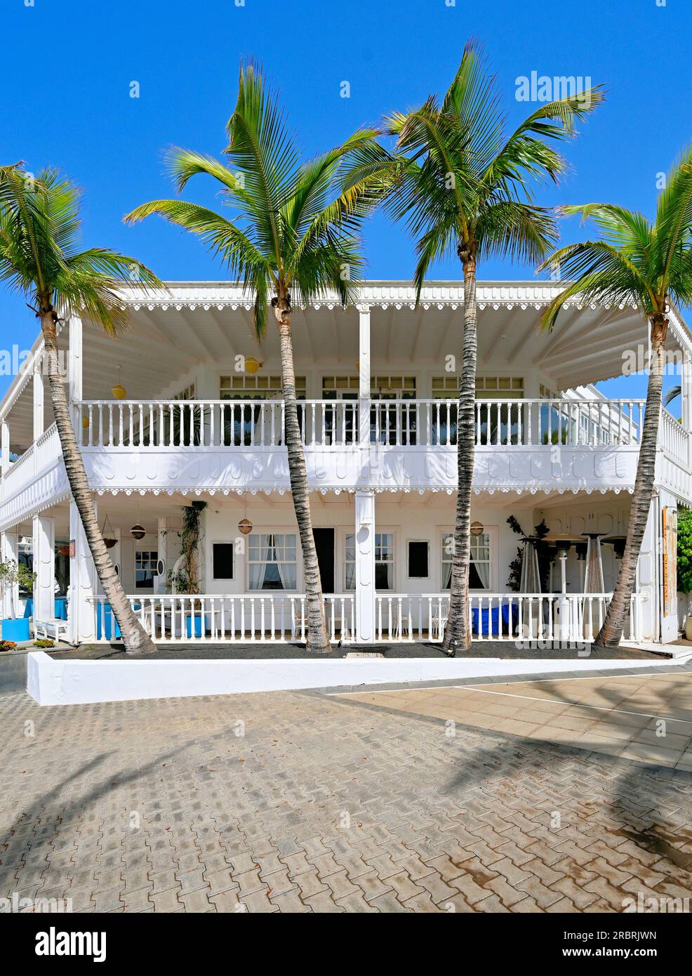 Lanzarote Canary Islands Puerto Calero main shopping and bar area and