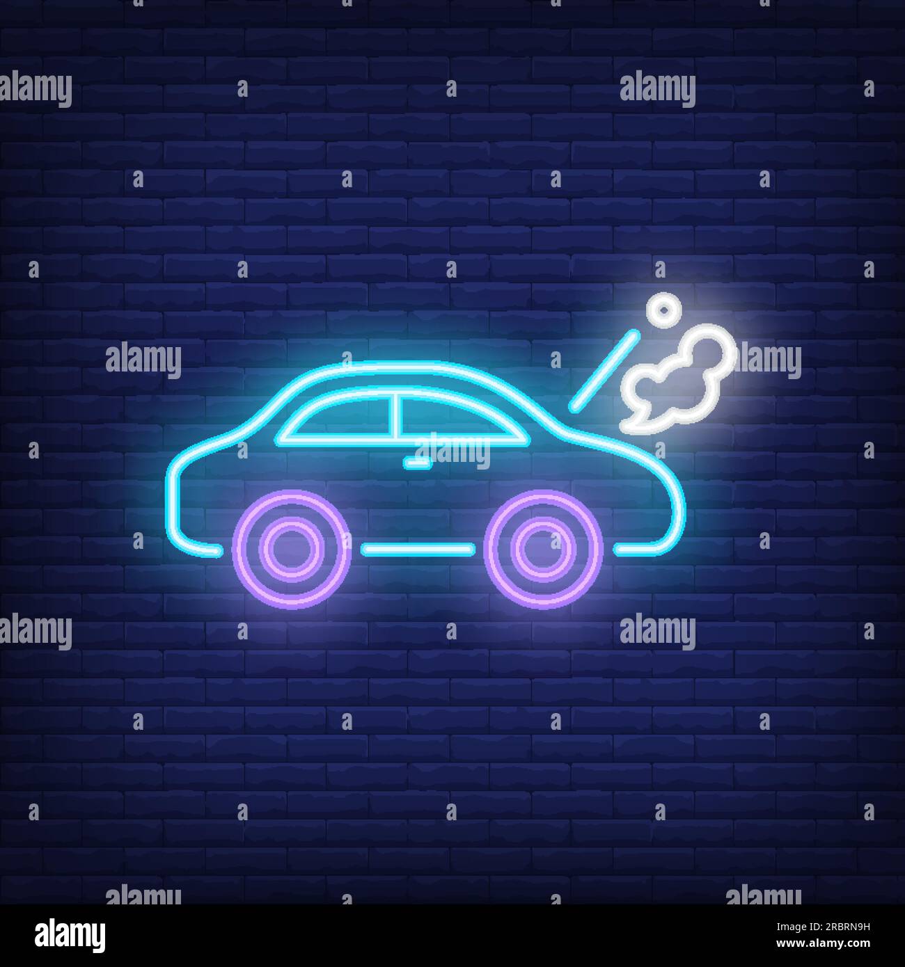 Broken car neon sign Stock Vector