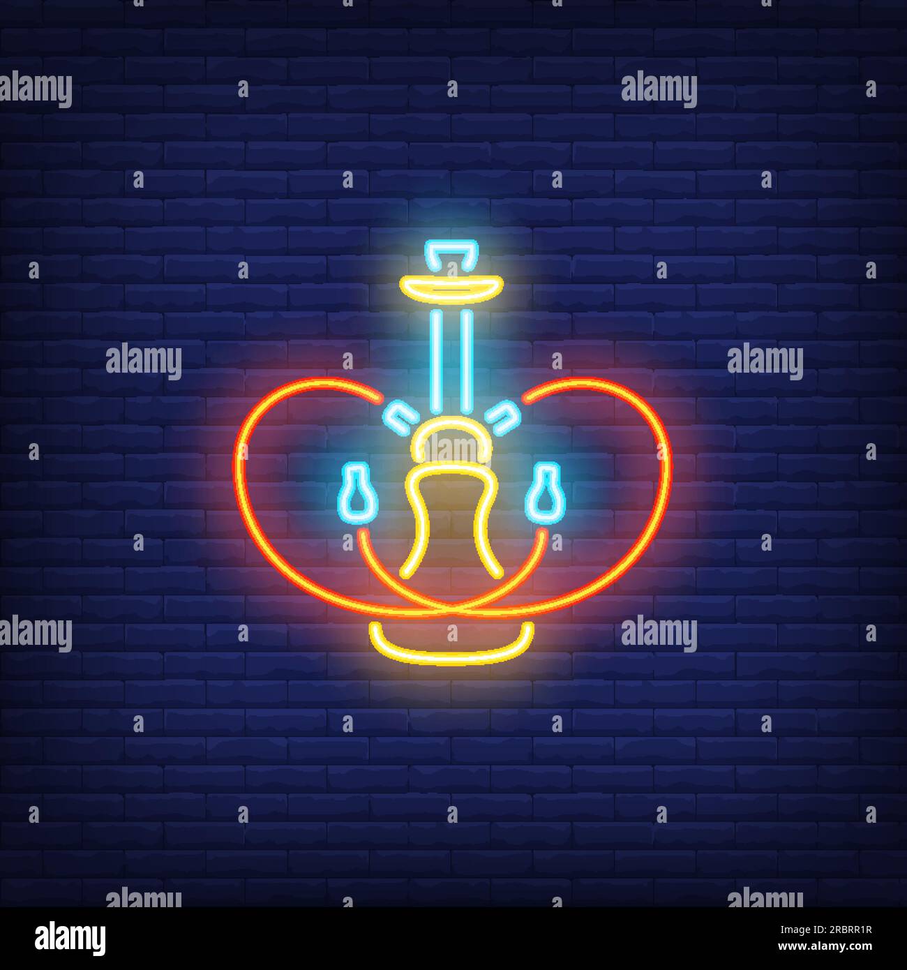 Neon icon of hookah with two heart shaped hoses Stock Vector Image ...