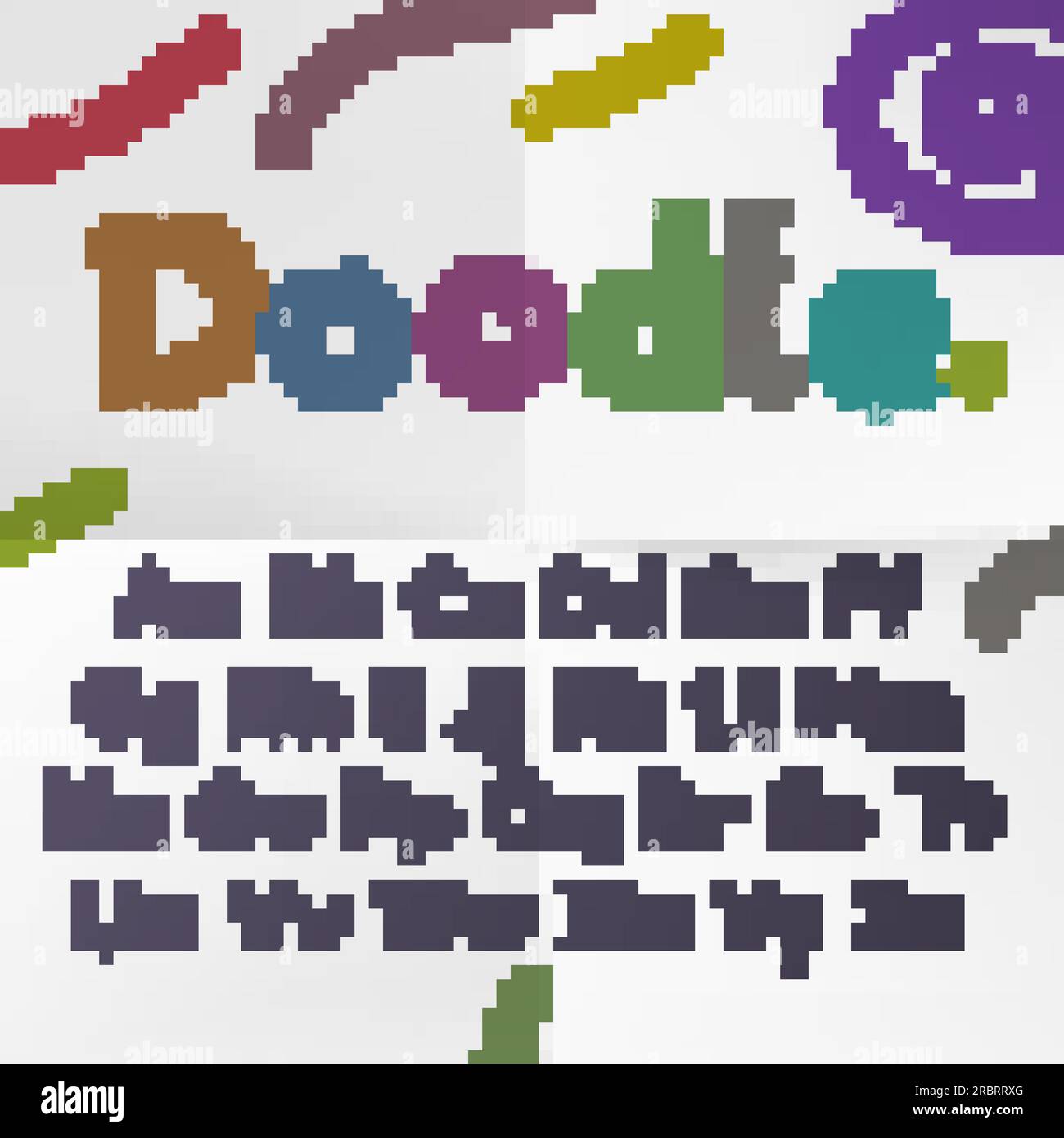 Doodle text font alphabet with wool knitted texture. Vector cartoon