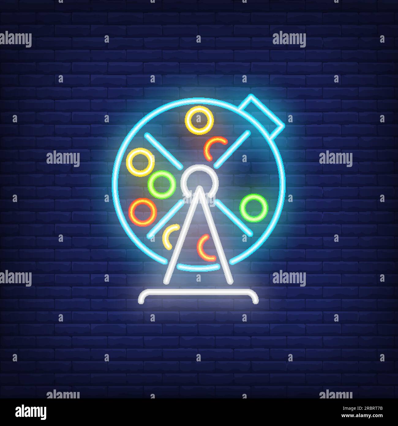 Neon icon of lottery drum Stock Vector