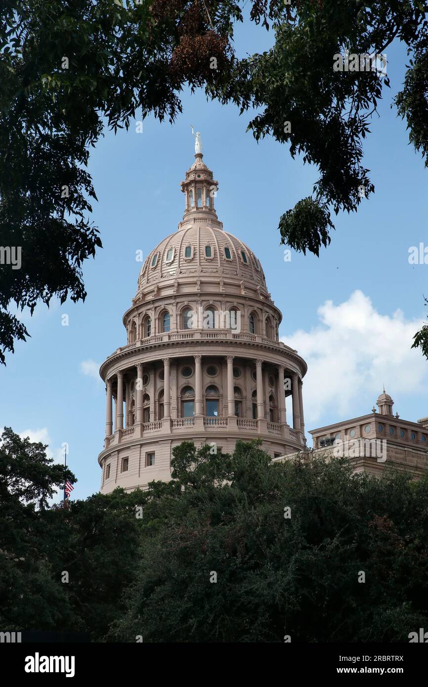 The Texas State Capitol, located in Downtown Austin, is the fourth building to house the state government of Texas. The capitol building contains the Stock Photo
